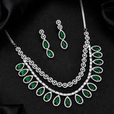 Sparkling Essentials Emerald Cascade Layered American Diamond Necklace Set