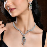 Sparkling Essentials Mystic GreenfallAmerican Diamond Necklace Set