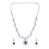 Sparkling Essentials Sapphire LeafyAmerican Diamond Necklace Set