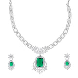 Sparkling Essentials Gleaming Emerald American Diamond Necklace Set