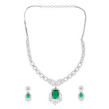 Sparkling Essentials Gleaming Emerald American Diamond Necklace Set