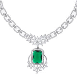 Sparkling Essentials Gleaming Emerald American Diamond Necklace Set