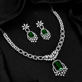 Sparkling Essentials Gleaming Emerald American Diamond Necklace Set