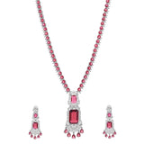 Sparkling Essentials Scarlet Bliss American Diamond Necklace Set