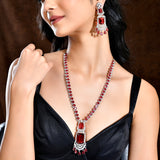 Sparkling Essentials Scarlet Bliss American Diamond Necklace Set