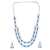 Sparkling Essentials Blue Sparkle American Diamond Necklace Set