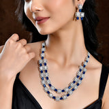 Sparkling Essentials Blue Sparkle American Diamond Necklace Set