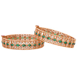 Sparkling Elegance Dazzling Green Kundan American Diamond Bangles