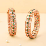 Sparkling Elegance Dazzling Green Kundan American Diamond Bangles