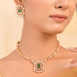 Kundan Opulance Royal Filigree Emerald Necklace Set