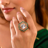 Kundan Opulance Riyasat Emerald Ring