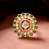 Kundan Opulance Shahi Chand Green Ring