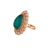 Kundan Opulance Nawabi Green Ring