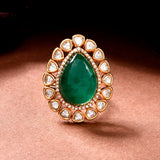 Kundan Opulance Nawabi Green Ring