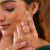 Kundan Opulance Scarlet Essence Ring