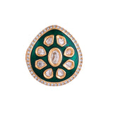 Kundan Elegance Shahi Meena Emerald Ring