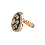 Kundan Elegance Shahi Meena Emerald Ring