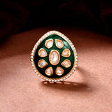 Kundan Elegance Shahi Meena Emerald Ring