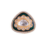 Kundan Elegance Royal Enamel Emerald Ring