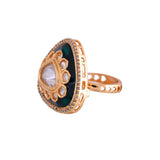 Kundan Elegance Royal Enamel Emerald Ring