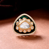 Kundan Elegance Royal Enamel Emerald Ring