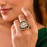 Kundan Elegance Royal Enamel Emerald Ring