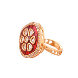 Kundan Elegance Royal Enamel Kesar Ring