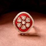 Kundan Elegance Royal Enamel Kesar Ring