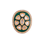 Kundan Elegance Emerald Shine Ring