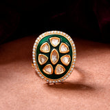 Kundan Elegance Emerald Shine Ring