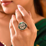 Kundan Elegance Vintage Meenakari Ring