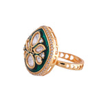 Kundan Elegance Regal Enamel Ring