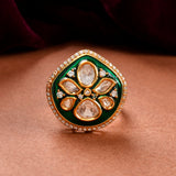 Kundan Elegance Regal Enamel Ring