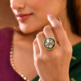 Kundan Elegance Regal Enamel Ring