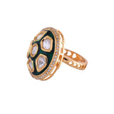 Kundan Elegance Queen Tara Green Ring