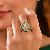 Kundan Elegance Meena Grace Ring