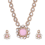 Kundan Opulence Golden Petals Pink Kundan Necklace Set