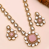 Kundan Opulence Golden Petals Pink Kundan Necklace Set