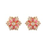 Sparkling Elegance Statement Pink Floral Stud Earrings