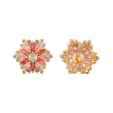 Sparkling Elegance Statement Pink Floral Stud Earrings