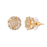 Sparkling Elegance Gold-Plated White Round Stud Earrings