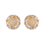 Sparkling Elegance Gold-Plated White Round Stud Earrings