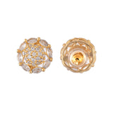 Sparkling Elegance Gold-Plated White Round Stud Earrings