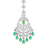 Sparkling Elegance Timeless Green American Diamond Maang Tika