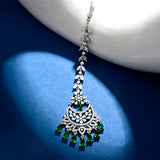 Sparkling Elegance Timeless Green American Diamond Maang Tika