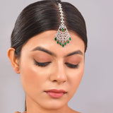 Sparkling Elegance Timeless Green American Diamond Maang Tika