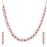 Sparkling Elegance Opulent Pink American Diamond Necklace Set