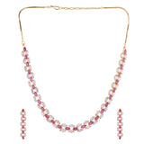 Sparkling Elegance Opulent Pink American Diamond Necklace Set