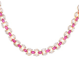 Sparkling Elegance Opulent Pink American Diamond Necklace Set