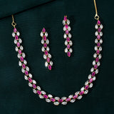 Sparkling Elegance Opulent Pink American Diamond Necklace Set